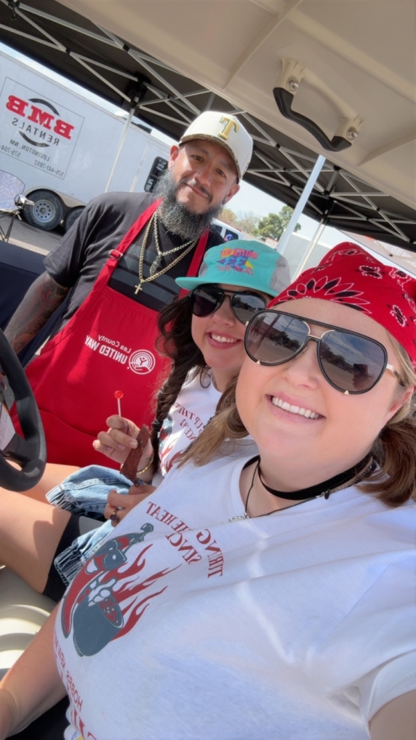 woamn working at clothes drive